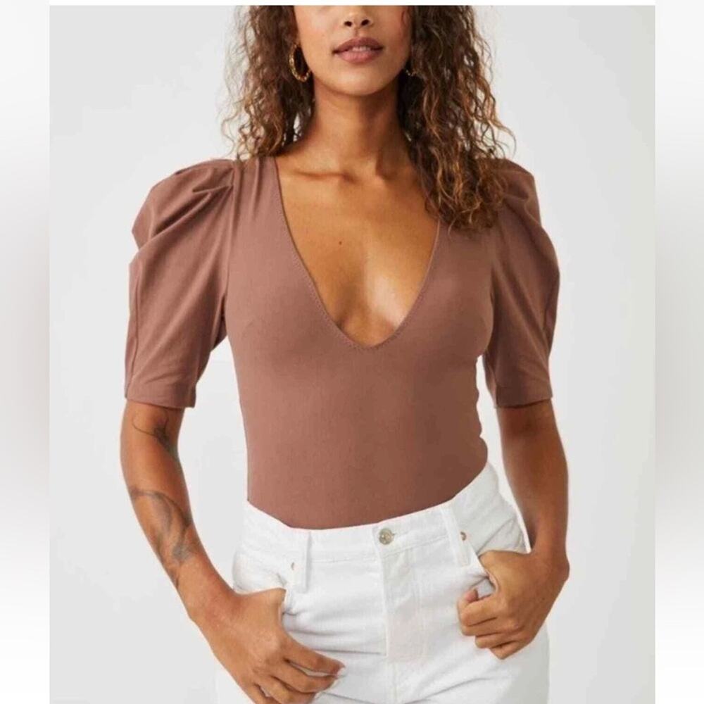 Free People Intimately Va Va Voop Puff Sleeve Bodysuit